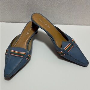 Unisa Blue Mules with Multicolor Stripes